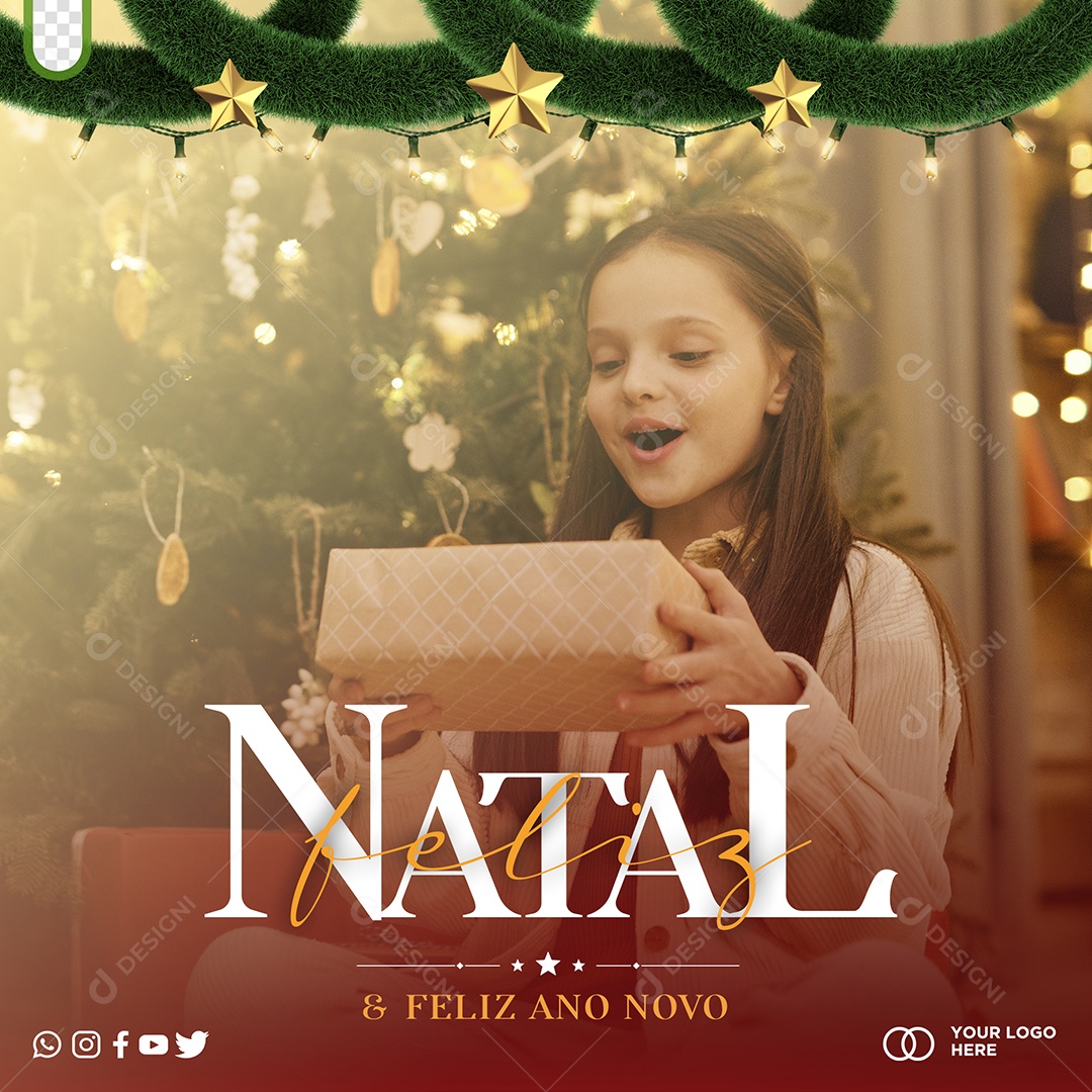 Feliz Natal e Feliz Ano Novo Social Media PSD Editável