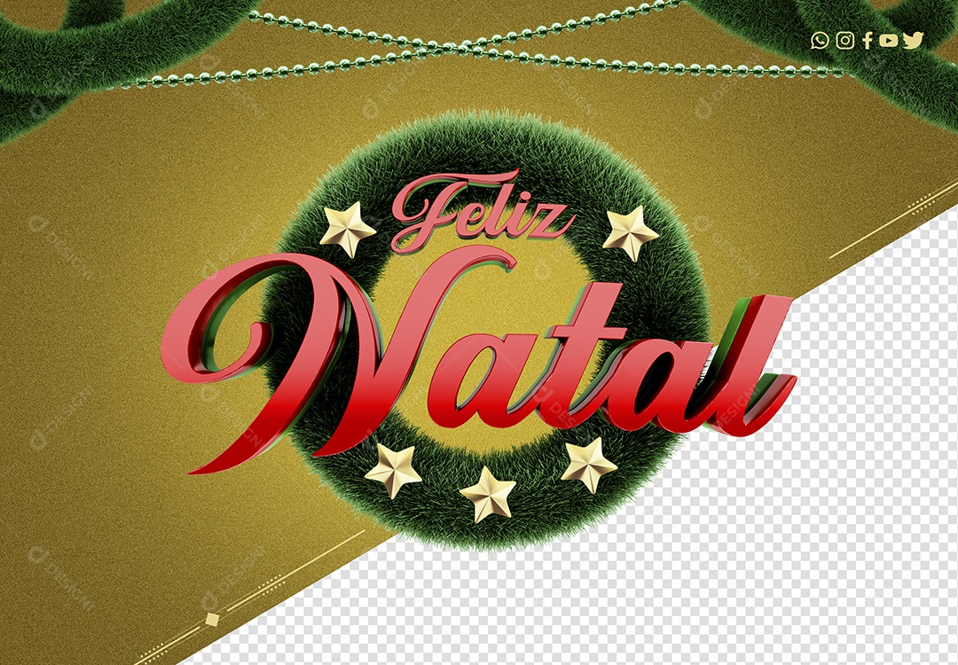 Selo 3D Feliz Natal Com Enfeites Natalinos PSD