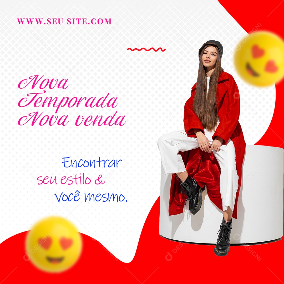 Nova Temporada Nova Venda Lojas de Roupas Social Media PSD Editável