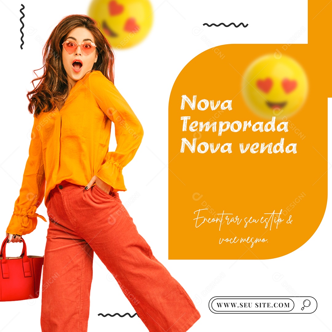 Nova Temporada Nova Venda Lojas de Roupas Social Media PSD Editável