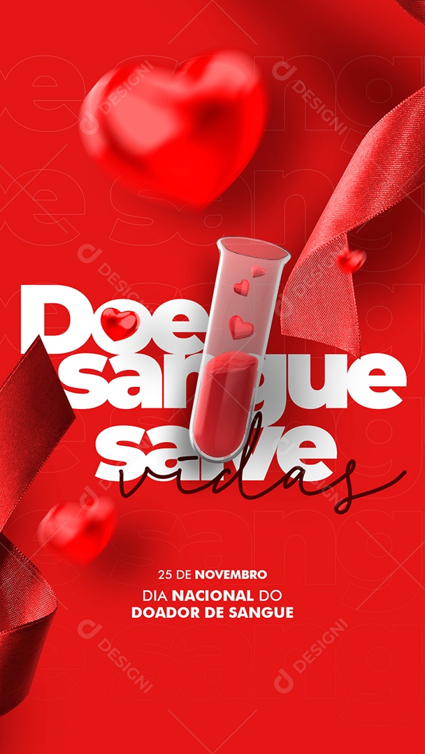 Story Doe Sangue e Salve Vidas Dia Nacional do Doador de Sangue Social Media PSD Editável