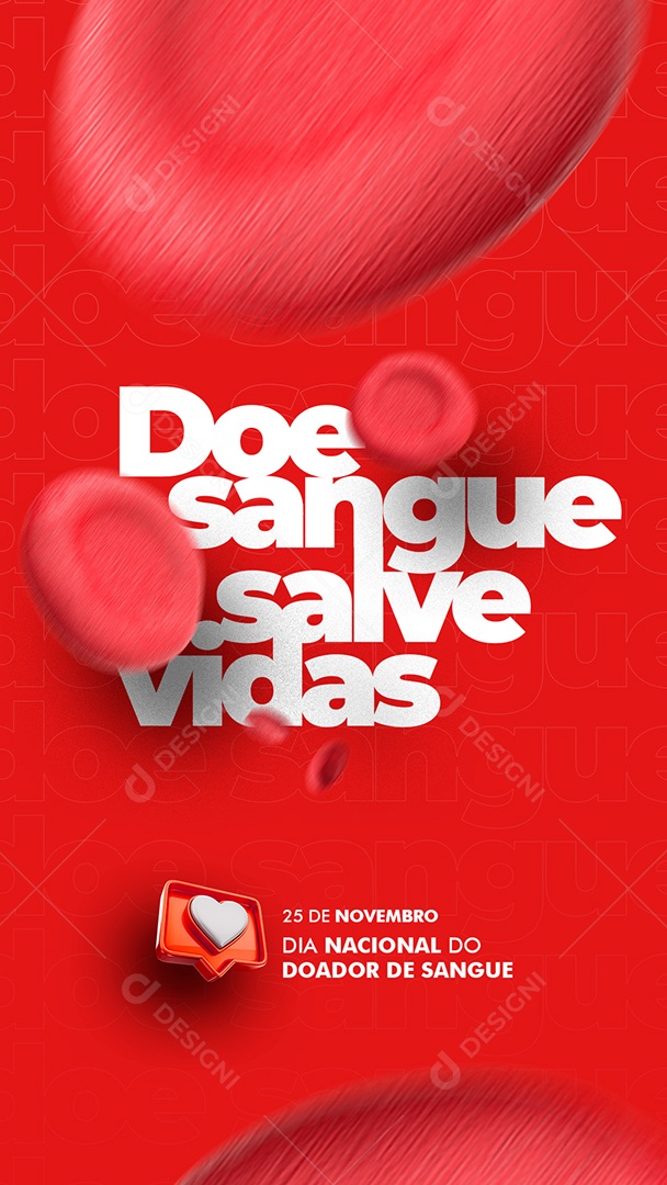 Story Doe Sangue e Salve Vidas Dia Nacional do Doador de Sangue Social Media PSD Editável