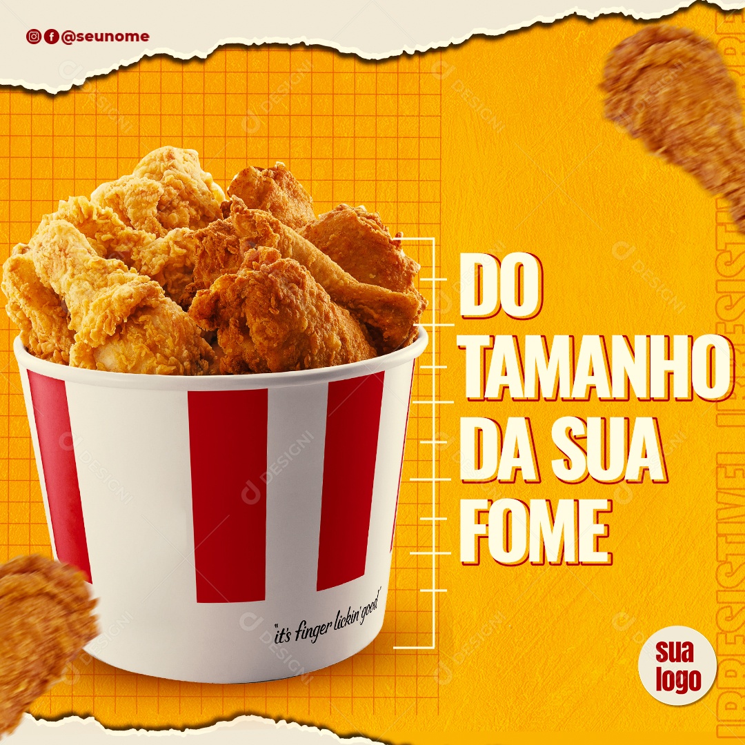 Frango Frito do Tamanho da Sua Fome Social Media PSD Editável