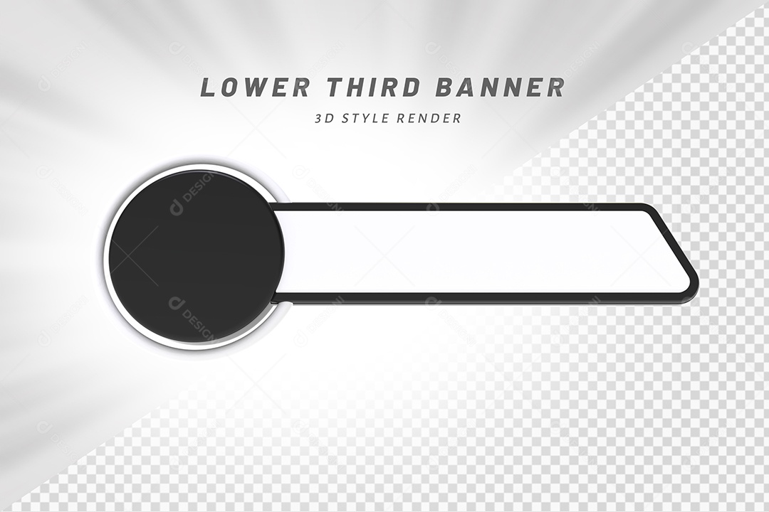 Tag de Usuário Preto e Branco Elemento 3D Para Composição PSD