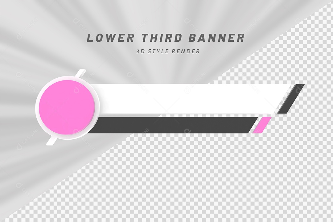 Tag Elemento 3D Rosa e Branco Elemento 3D para Composição PSD