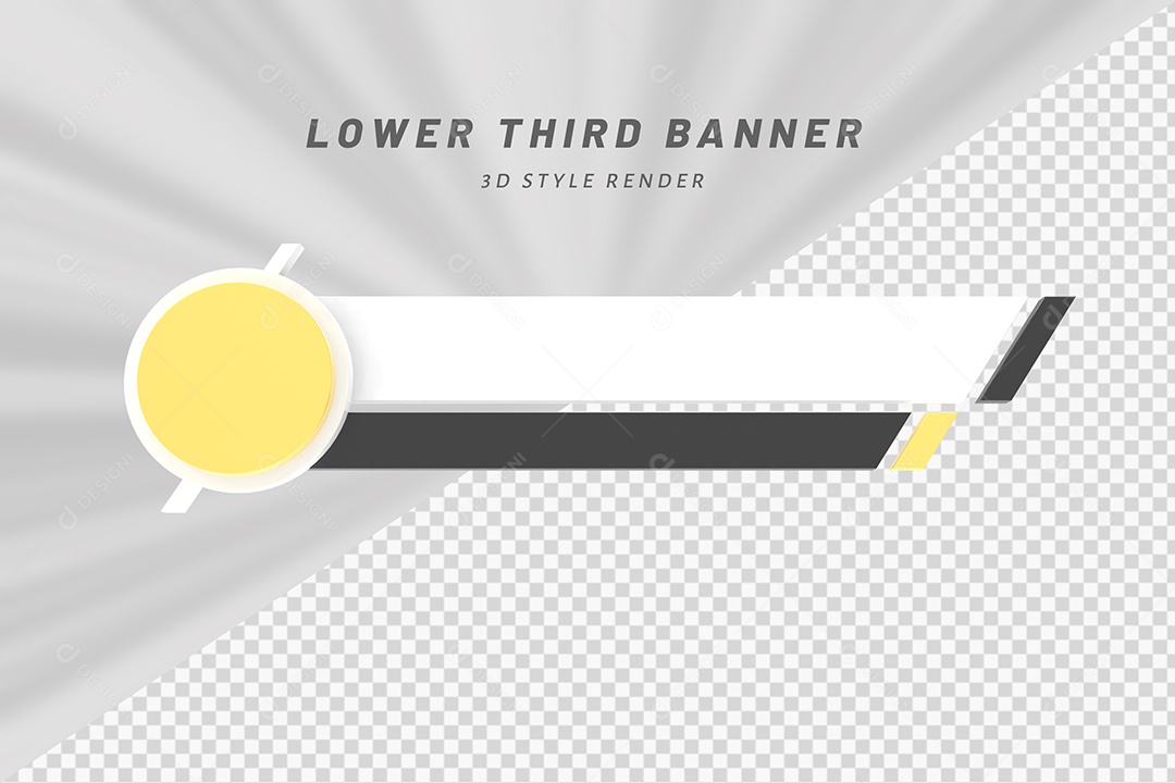 Tag Elemento 3D Amarelo e Preto Elemento 3D para Composição PSD