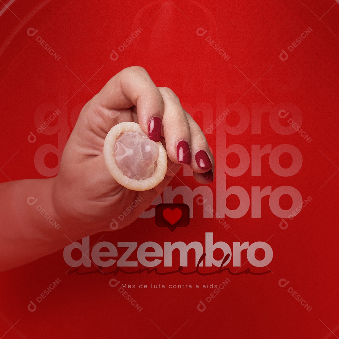 Mês de Luta Contra a AIDS Dezembro Vermelho Social Media PSD Editável