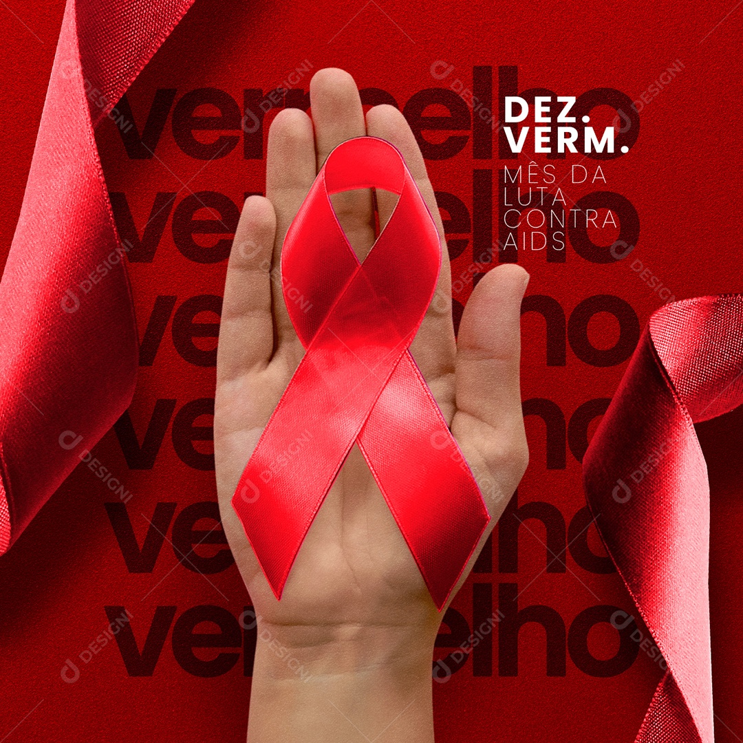 Mês de Luta Contra a AIDS Dezembro Vermelho Social Media PSD Editável