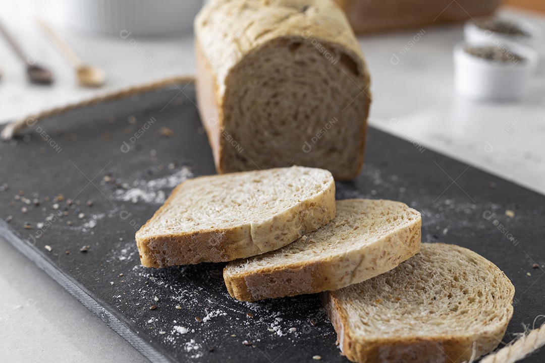 Bread cut and sliced stacked