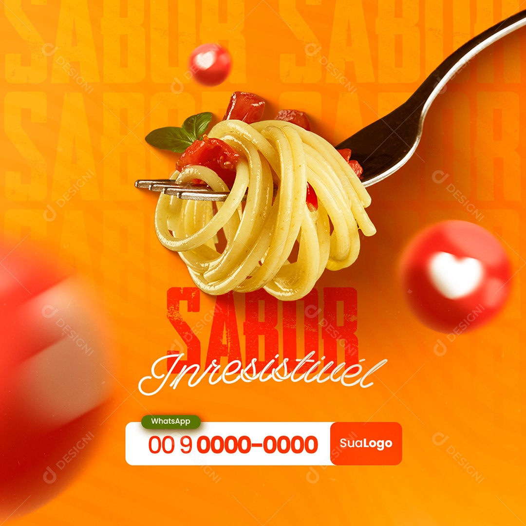 Sabor Inresistivél Restaurante de Massas Social Media PSD Editável