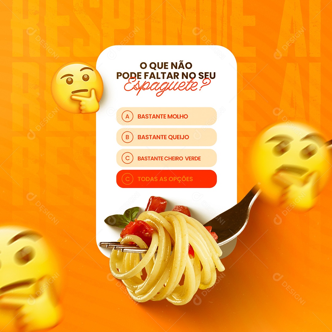 O Que não Pode Faltar no Seu Espaguete Restaurante de Massas Social Media PSD Editável