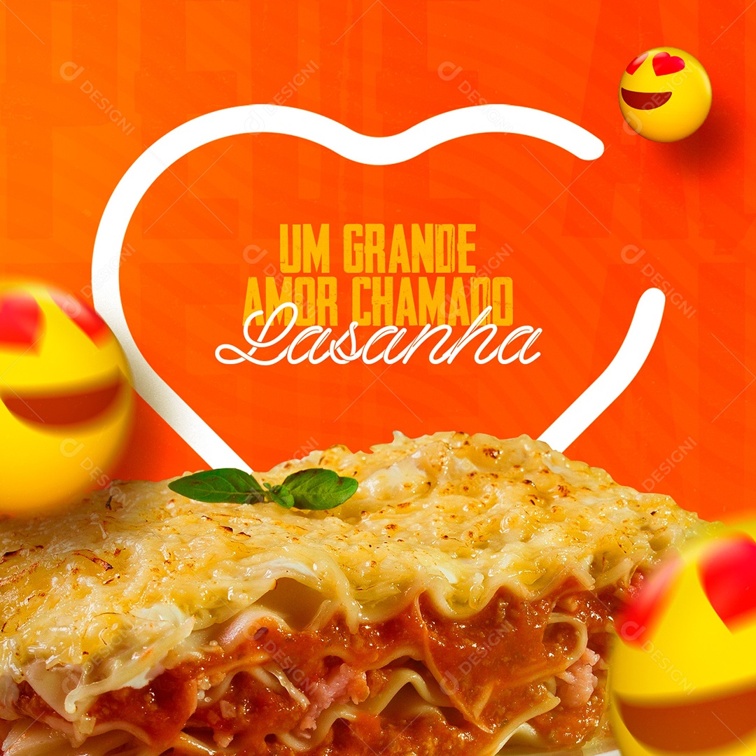 Um Grande Amor Chamado Lasanha Restaurante de Massas Social Media PSD Editável