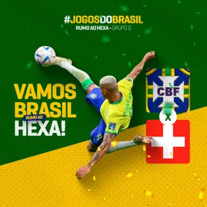Jogos do Brasil Vamos Brasil Rumo ao Hexa Richarlison Pombo Social Media PSD Editável