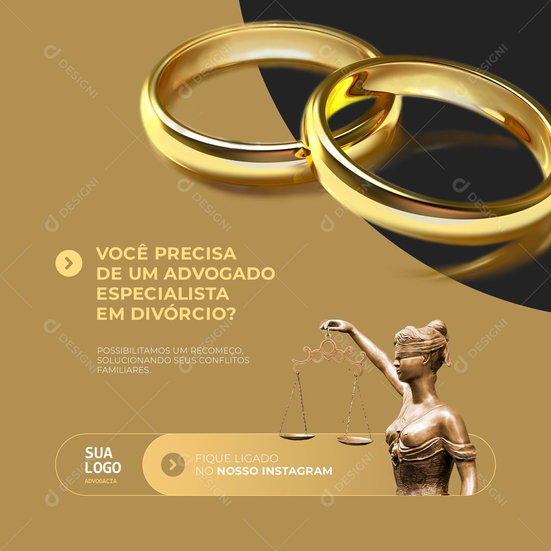 Você Precisa de Um Advogado Especialista em Divórcio? Advocacia Social Media PSD Editável