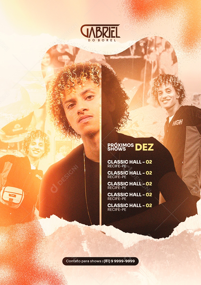 Próximos Shows Dezembro Dj Gabriel do Borel Flyer Social Media PSD Editável