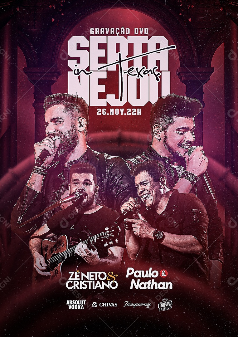 Sertanejou In Texas Zé Neto e Cristiano Paulo e Nathan Flyer Social Media PSD Editável