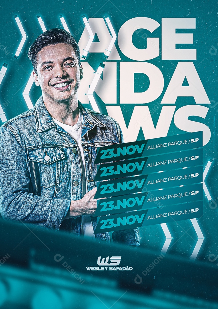 Agenda de Shows Wesley Safadão Flyer Social Media PSD Editável