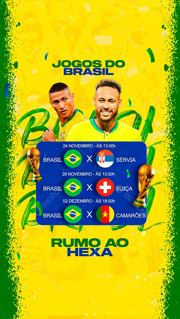 Story Jogos do Brasil Rumo ao Hexa Futebol Social Media PSD Editável