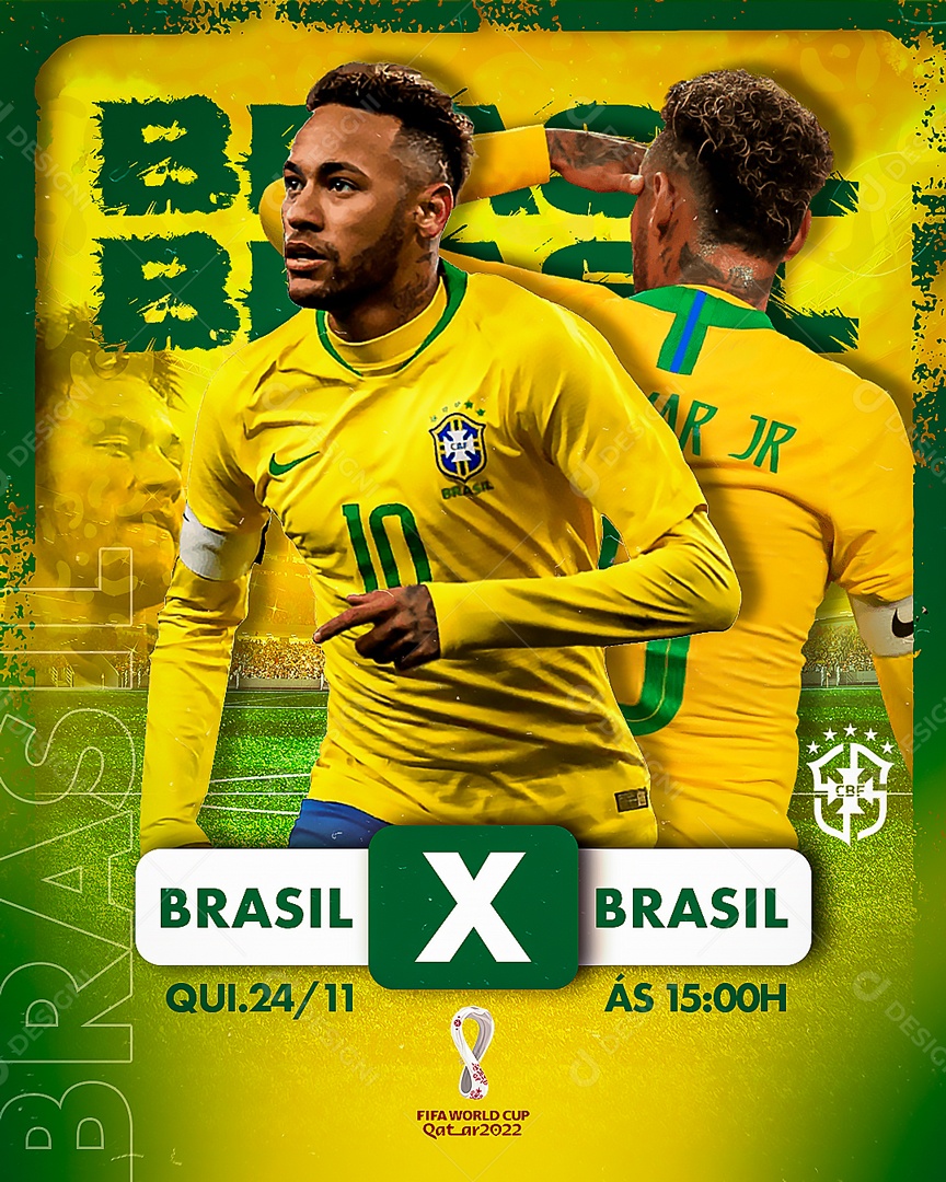 Vamos Brasil Rumo ao Hexa Futebol Copa do Mundo Social Media PSD Editável