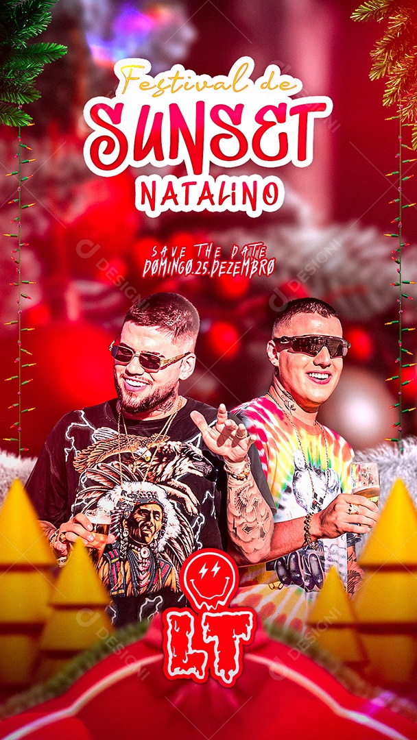 Flyer Festival de Sunset Natalino Natal Story Social Media PSD Editável