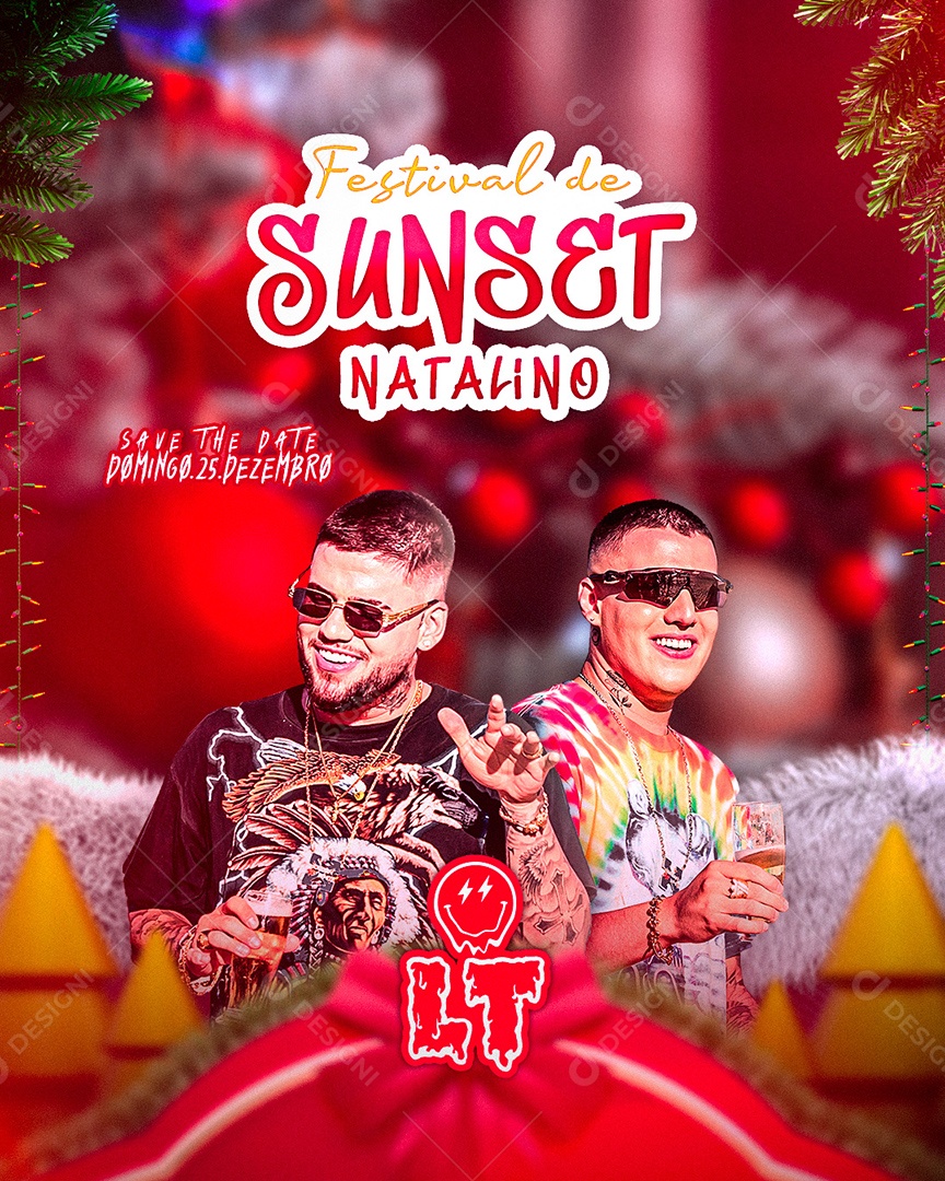 Flyer Festival de Sunset Natalino Natal Social Media PSD Editável