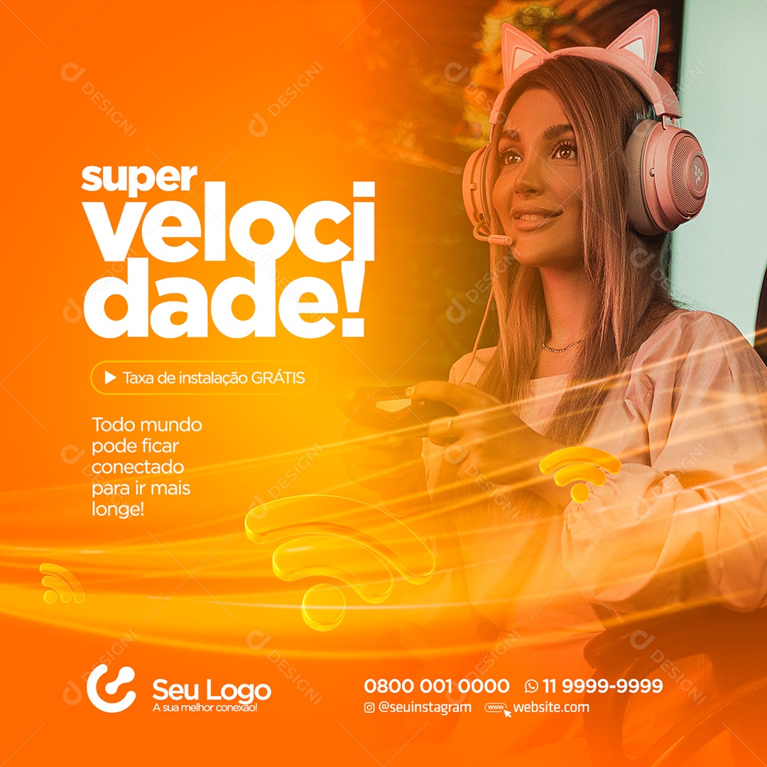 Super Velocidade Provedor de Internet Social Media PSD Editável