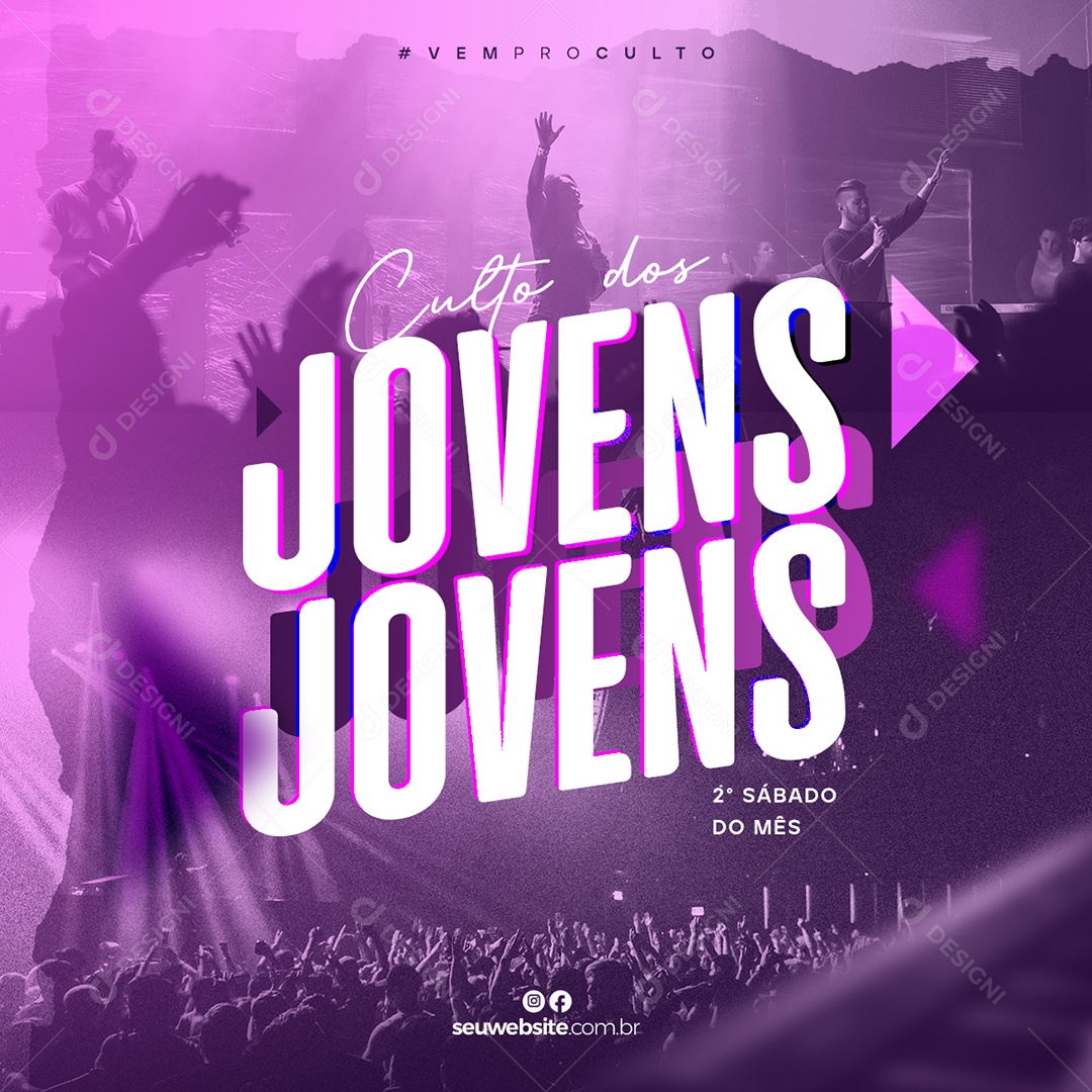 Culto dos Jovens Igreja Social Media PSD Editável