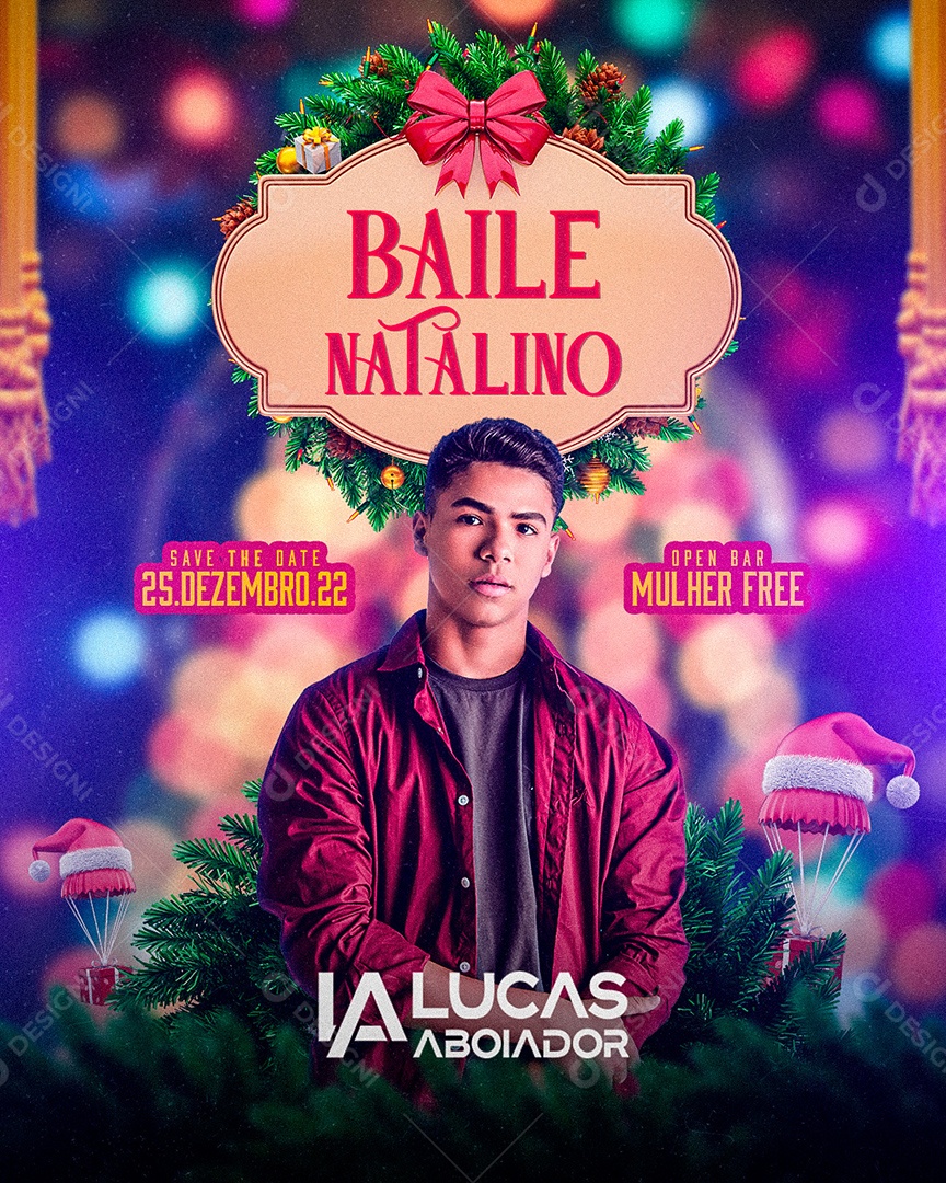 Flyer Baile Natalino Natal Lucas Aboiador Social Media PSD Editável
