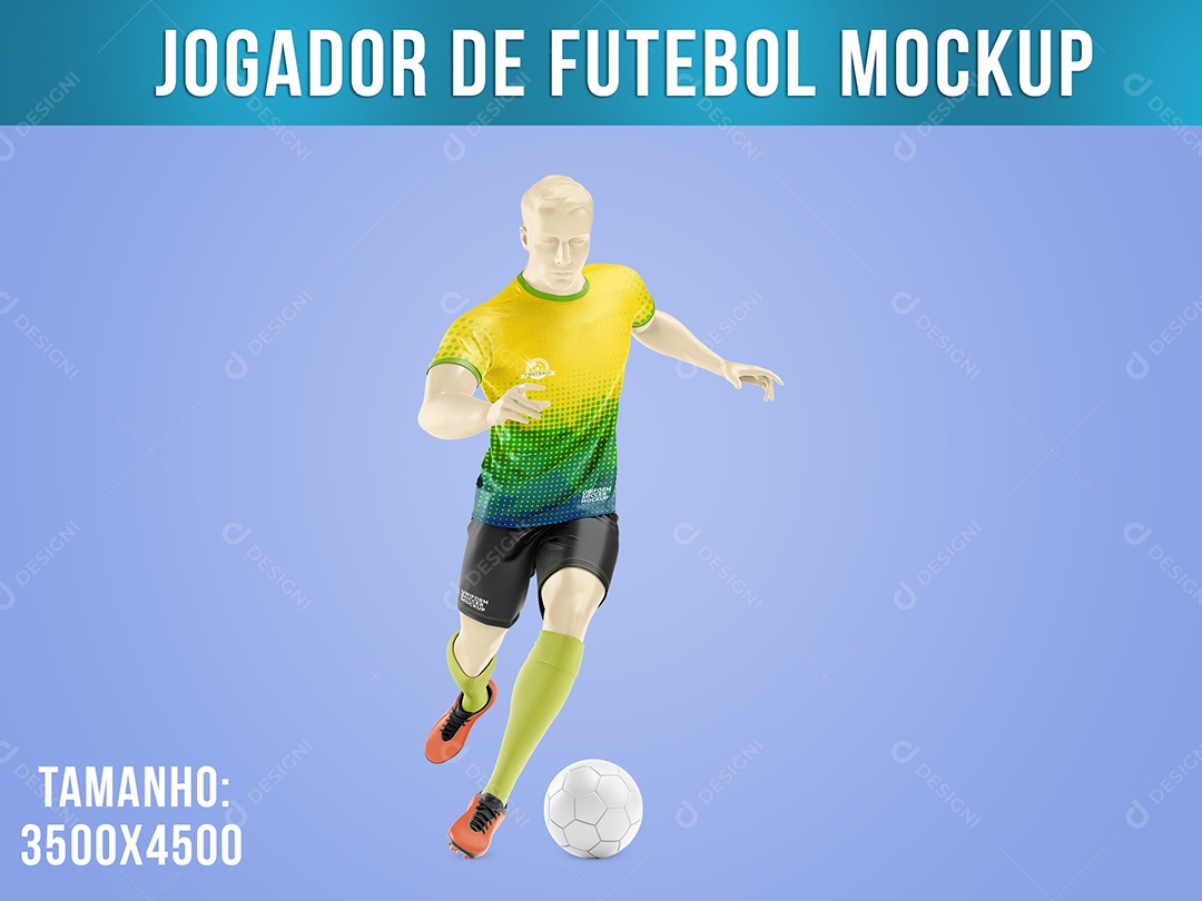 Jogador Futebol Mockup Correndo Frente PSD