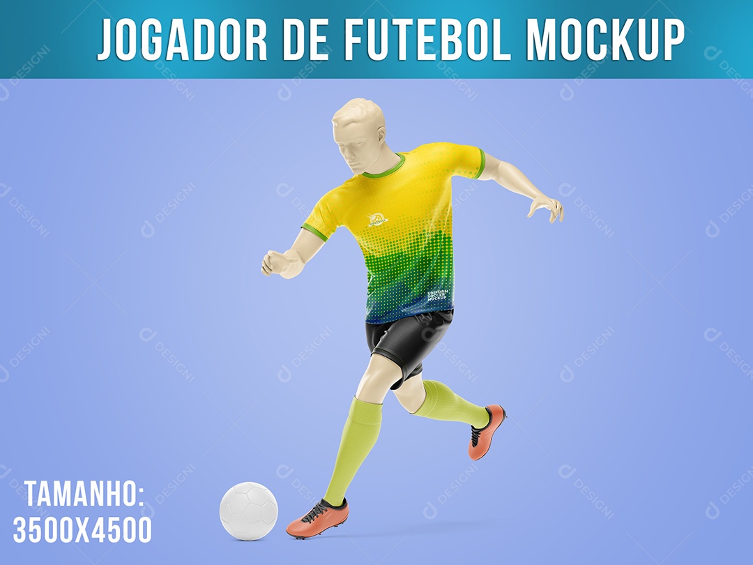 Jogador Futebol Mockup Correndo Lateral PSD