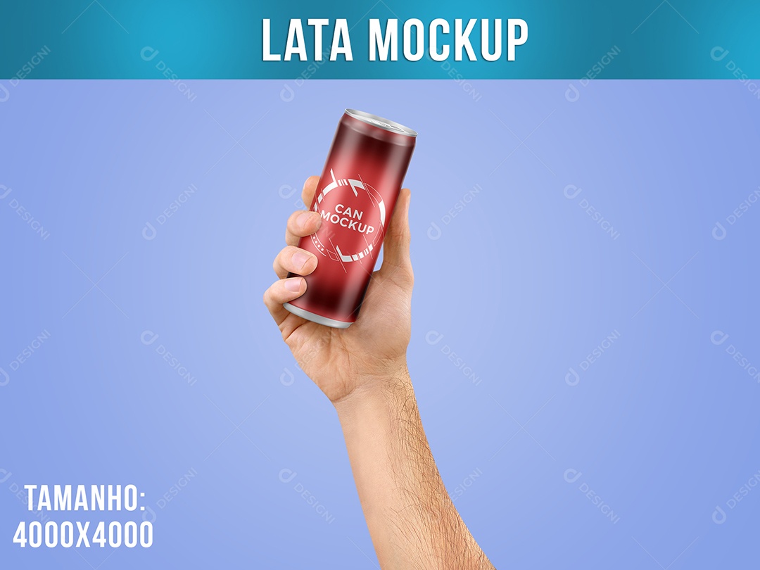 Lata Mockup Bebida na Mão 473ML PSD