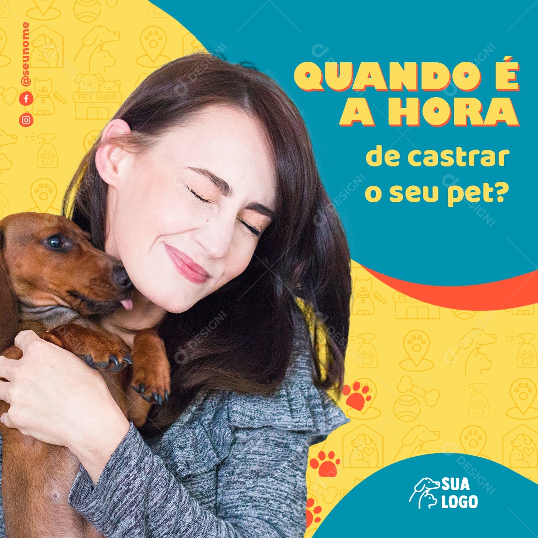 Quando é a Hora de Castrar o Seu Pet Social Media PSD Editável