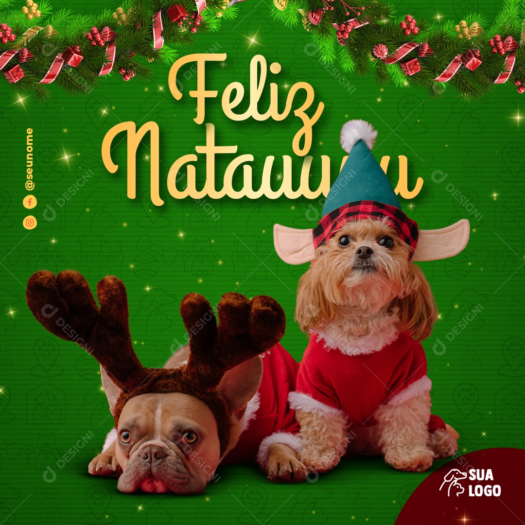 Pet Shop Feliz Natal Social Media PSD Editável