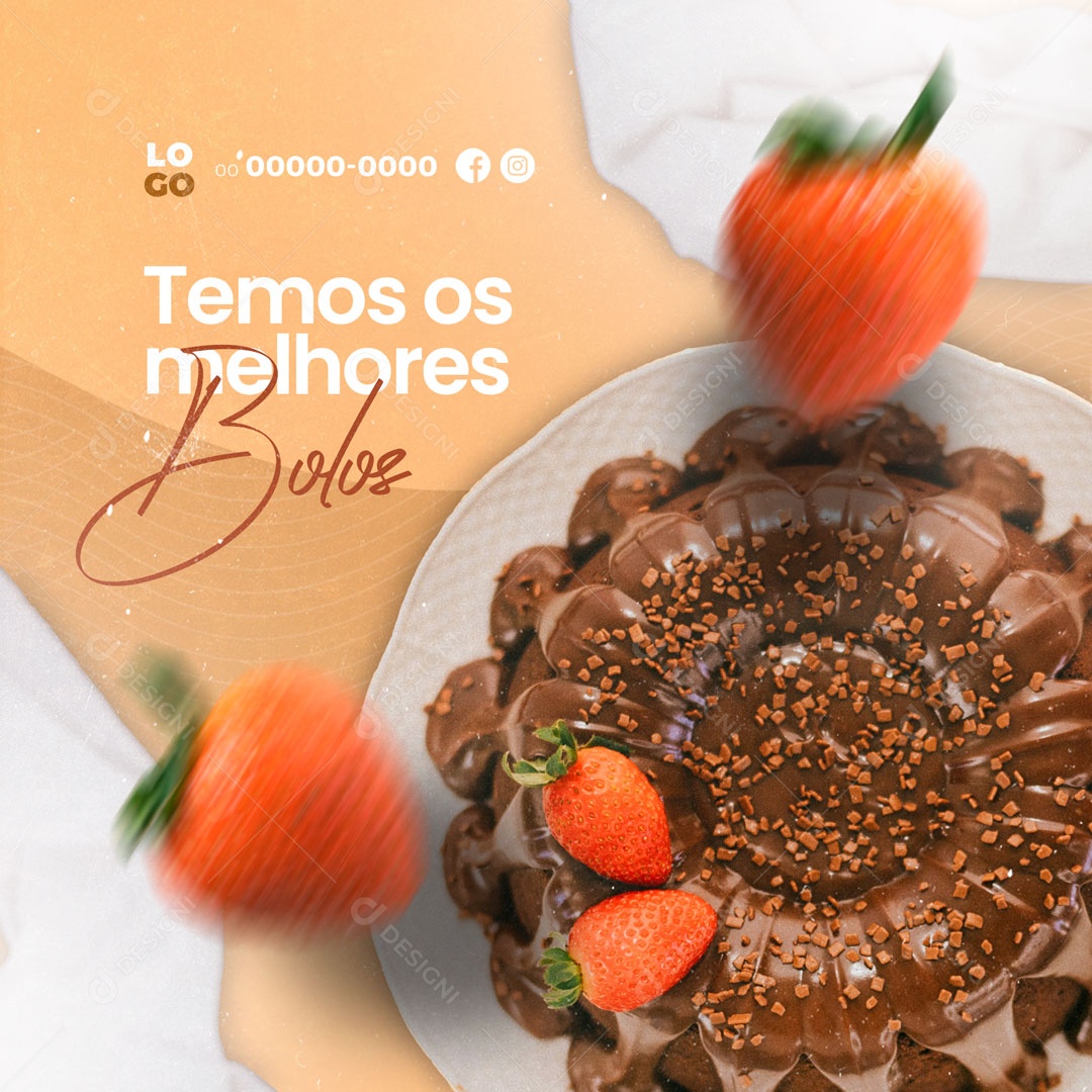 Temos os Melhores Bolos Panificadora Padaria Social Media PSD Editável