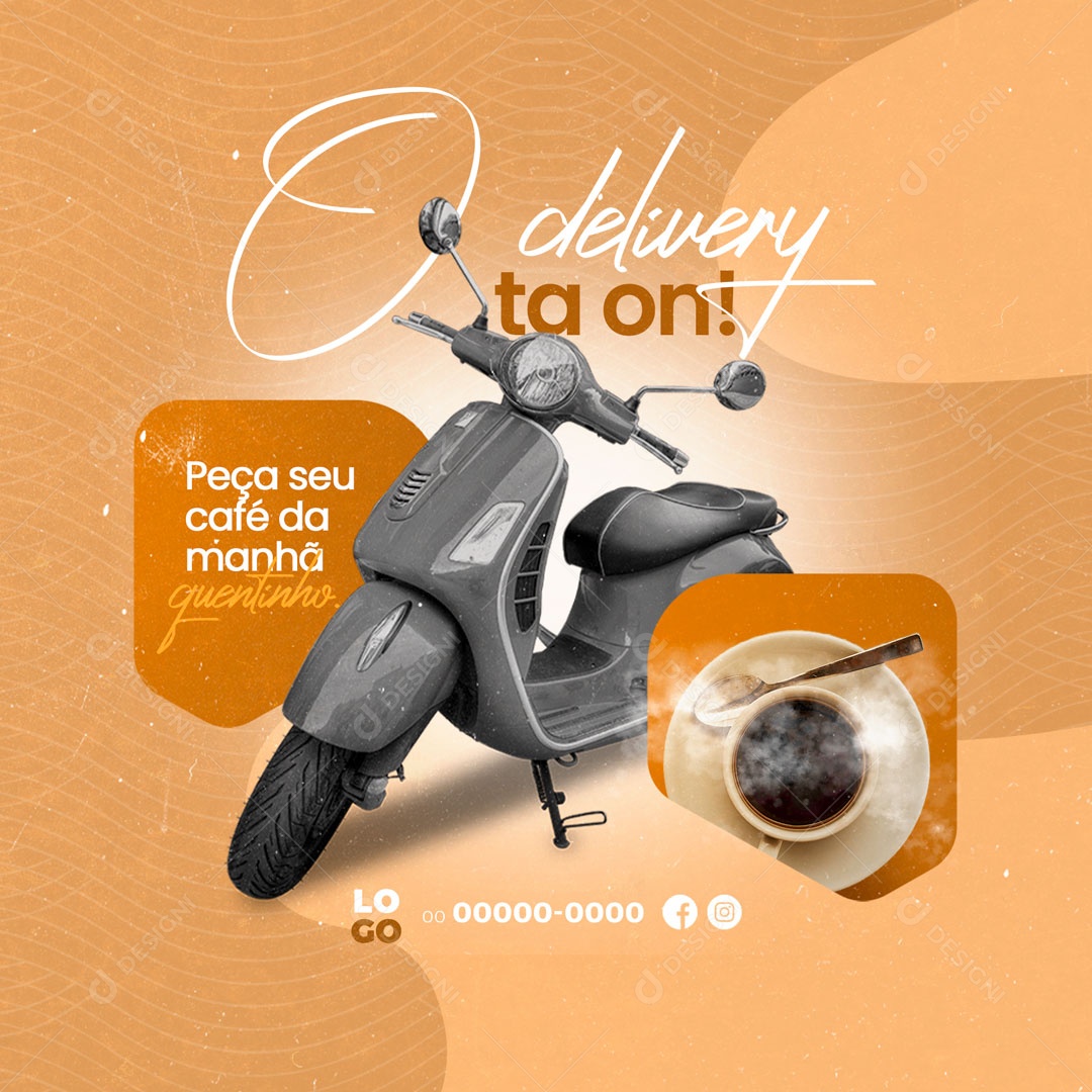 Peça seu Café da Manhã Quentinho! Delivery Panificadora Padaria Social Media PSD Editável