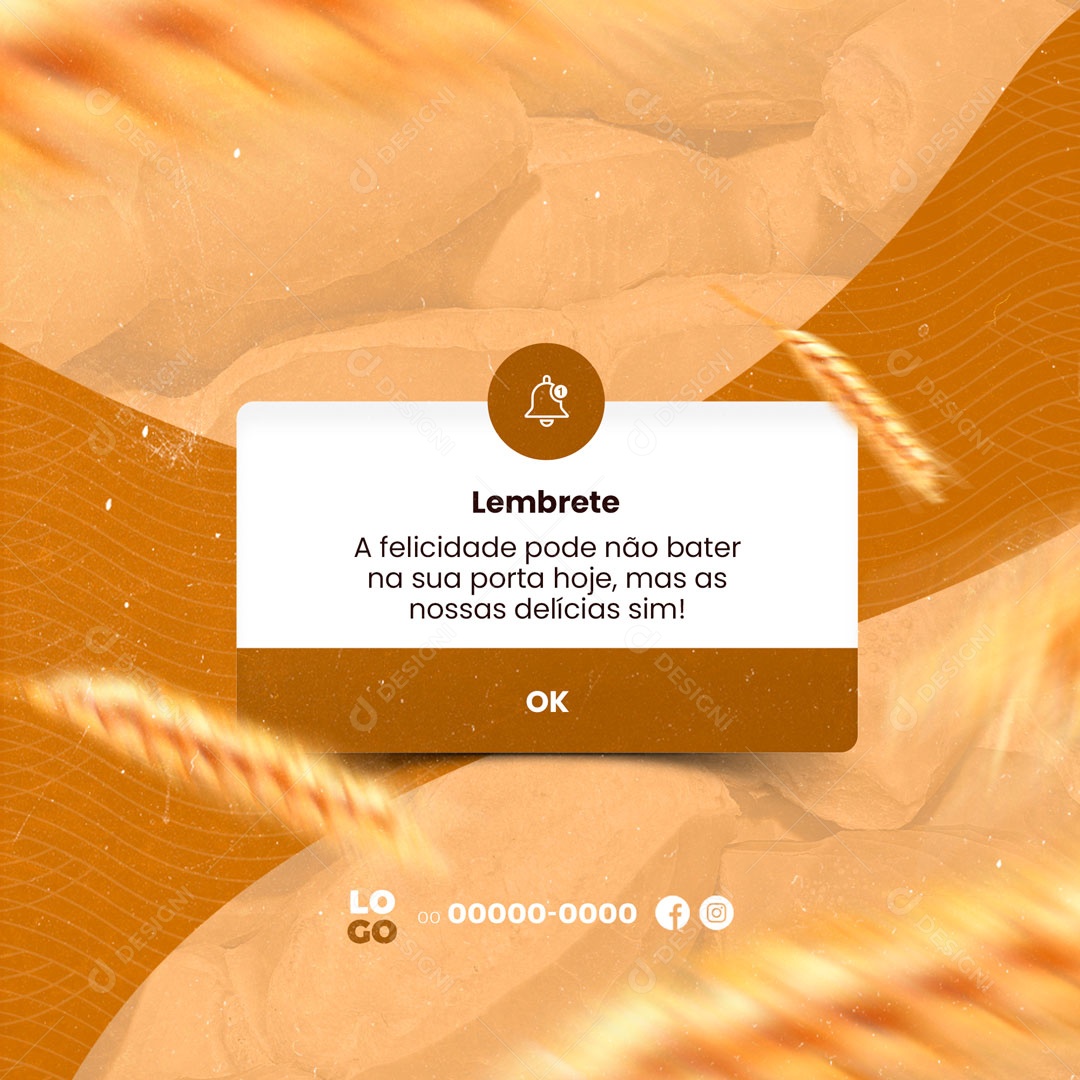 Lembrete Panificadora Padaria Social Media PSD Editável