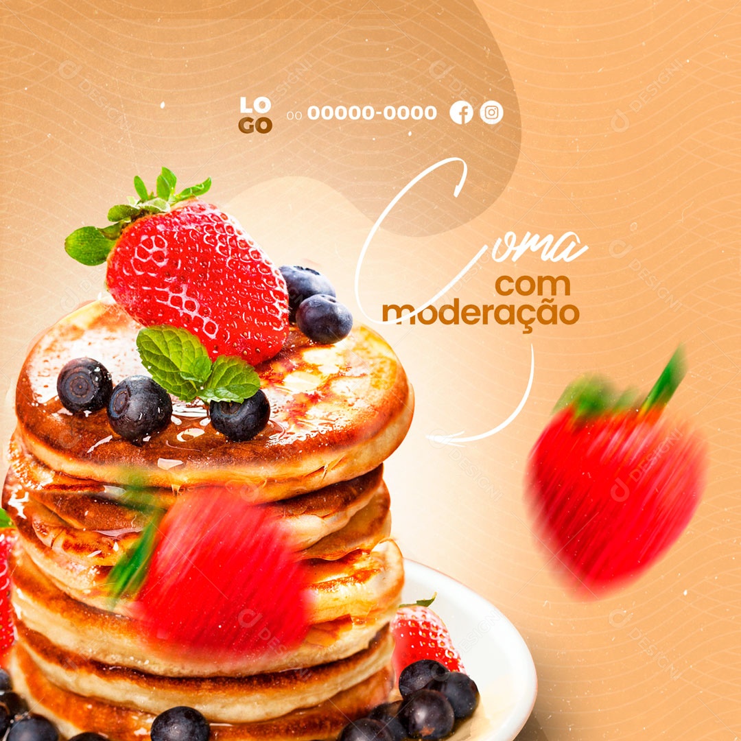Como Com Moderação Confeitaria Panificadora Padaria Social Media PSD Editável