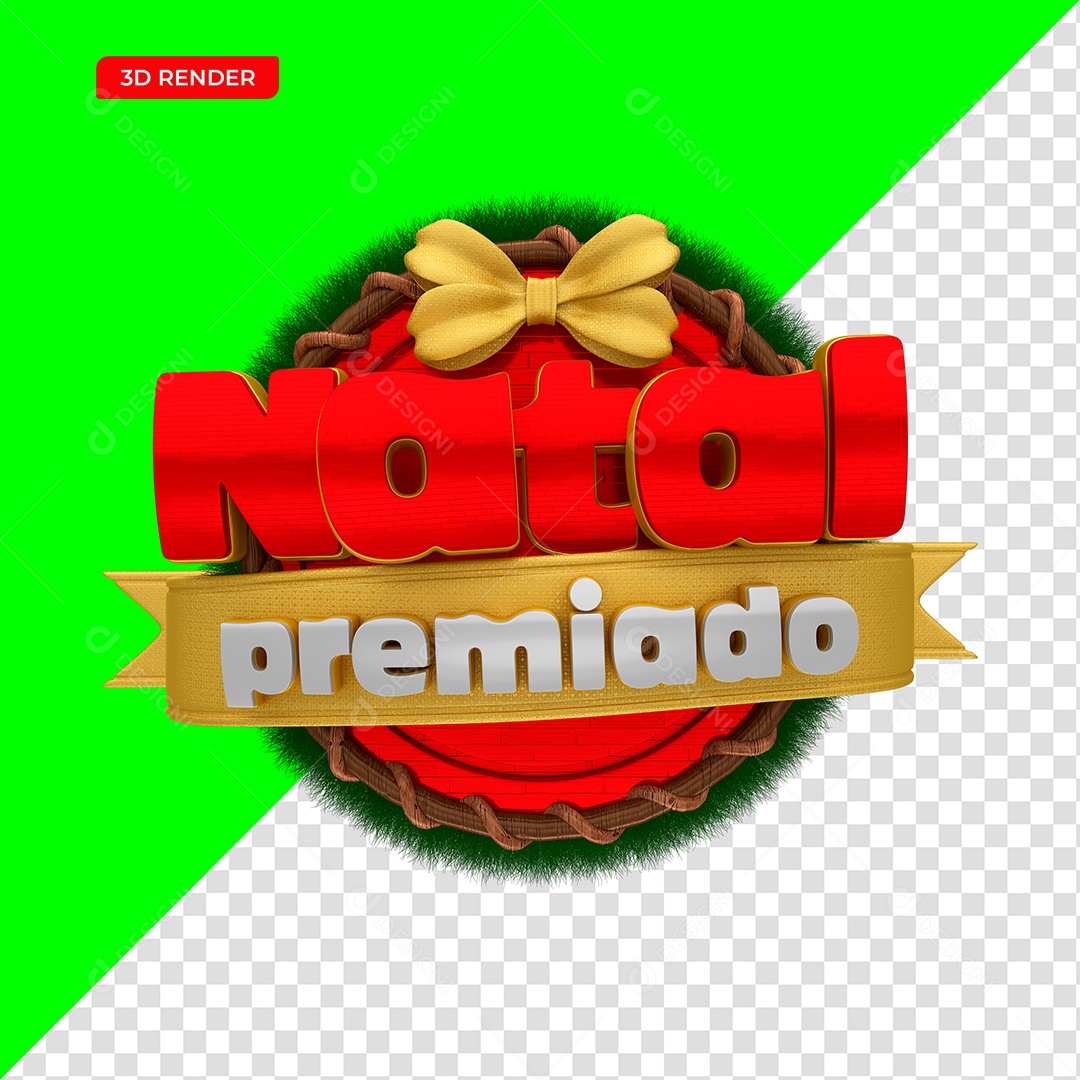 Selo 3D Para Composição Natal Premiado PSD