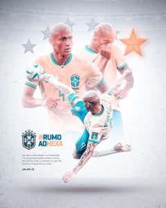 Flyer Jogador de Futebol Rumo Ao Hexa Copa do Mundo Richarlison Pombo Social Media PSD Editável