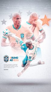 Flyer Jogador de Futebol Rumo Ao Hexa Copa do Mundo Richarlison Pombo Story Social Media PSD Editável