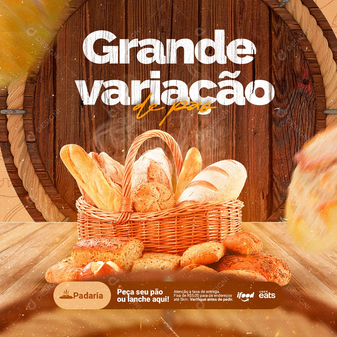 Grande Variação de Pão Padaria Social Media PSD Editável