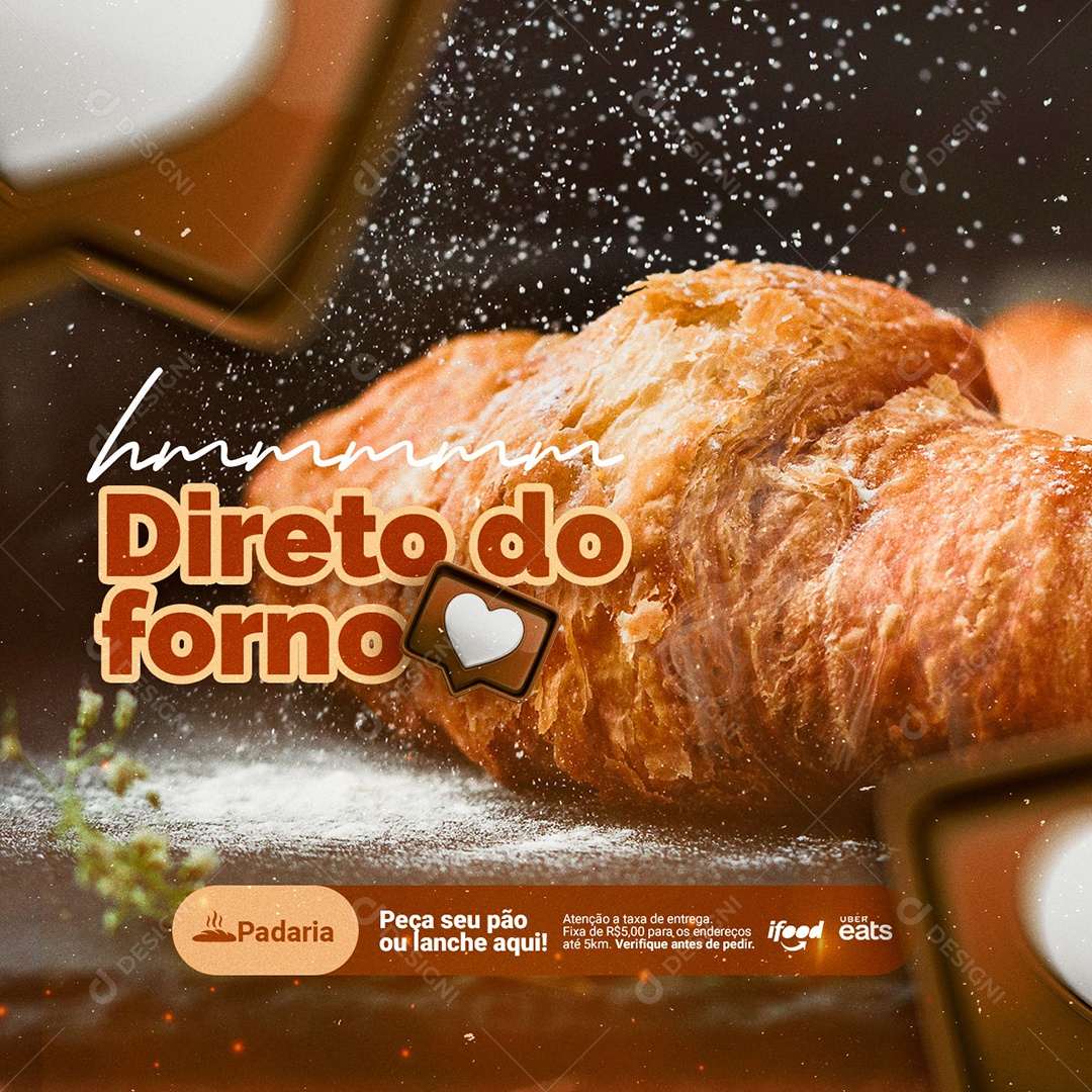 Hmmm Direto do Forno Padaria Social Media PSD Editável