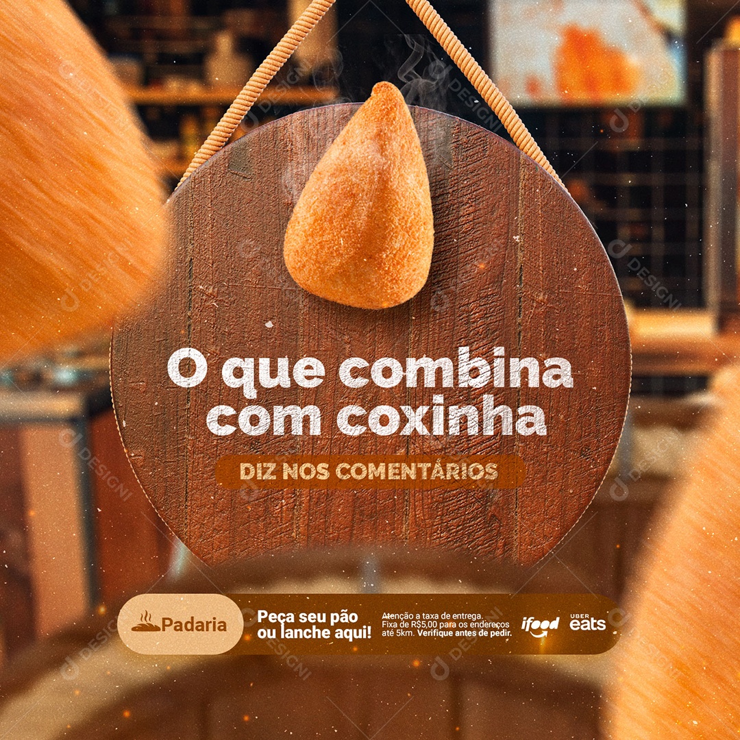 O Que Combina com Coxinha Padaria Social Media PSD Editável