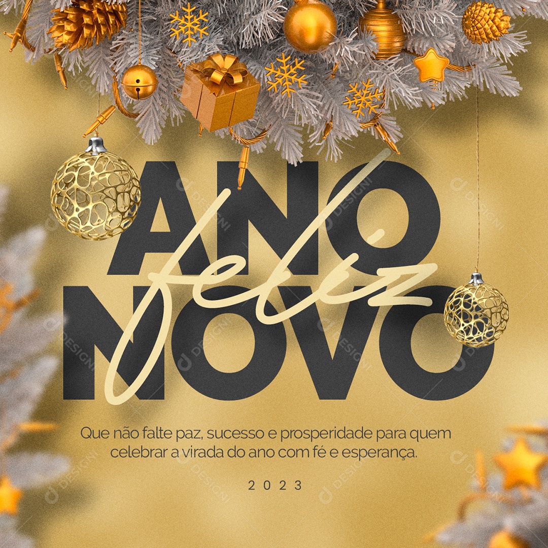 Que não Falte Paz Sucesso e Prosperidade Feliz 2023 Ano Novo Social Media PSD Editável
