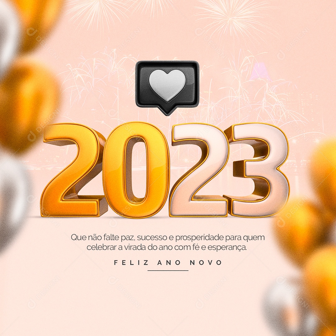 Que não Falte Paz Sucesso e Prosperidade Feliz 2023 Ano Novo Social Media PSD Editável