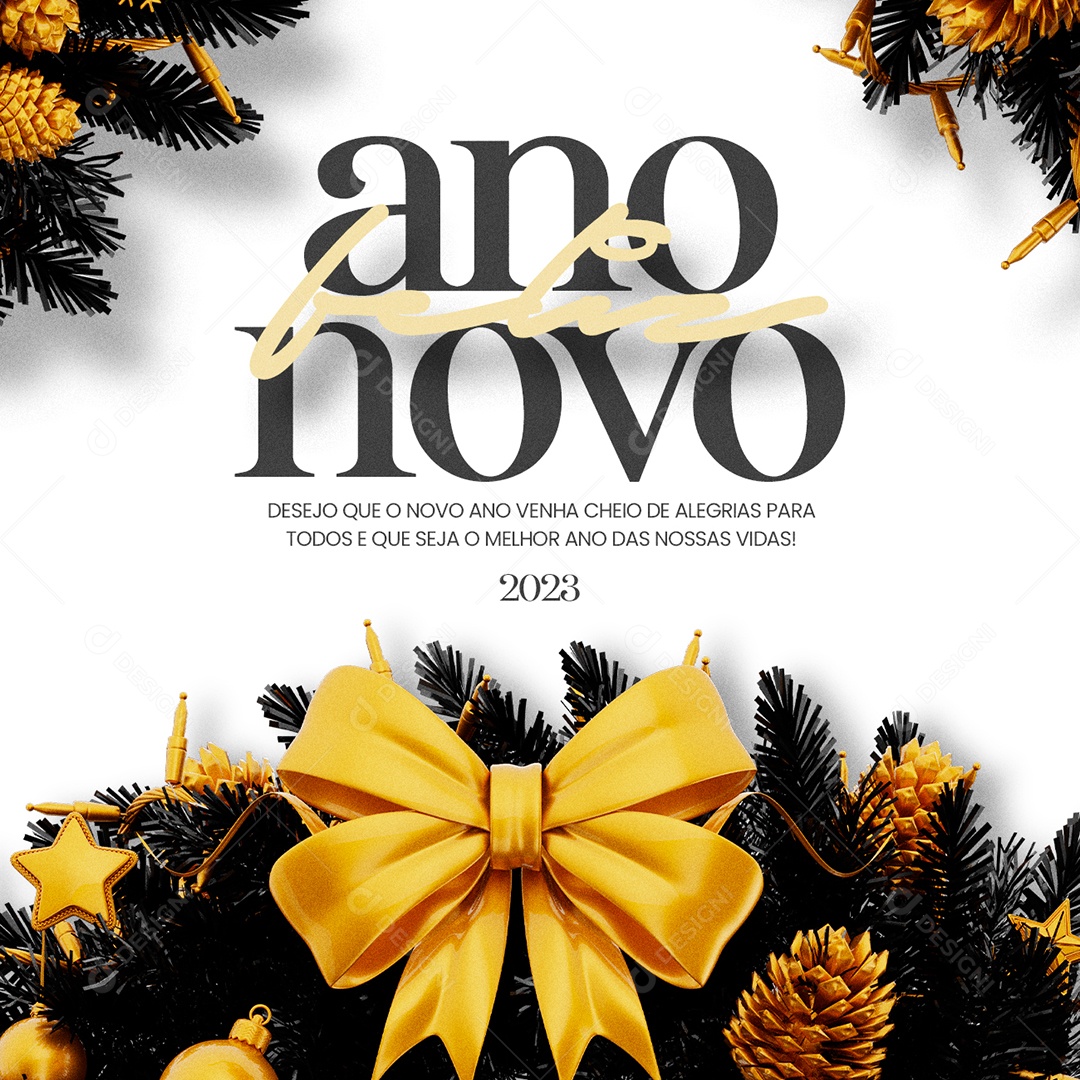 Desejo que o Novo Ano Venha Cheio de Alegrias Social Media PSD Editável