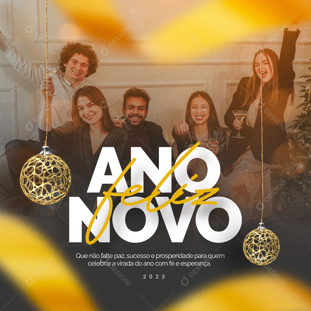 Que não Falte Paz Sucesso e Prosperidade Feliz Ano Novo Social Media PSD Editável