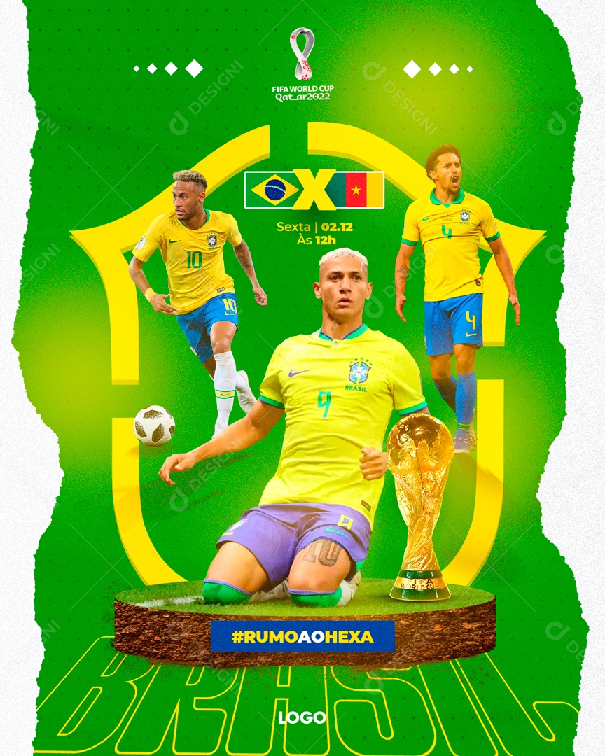 Flyer Copa do Mundo Brasil x Camarões Social Media PSD Editável