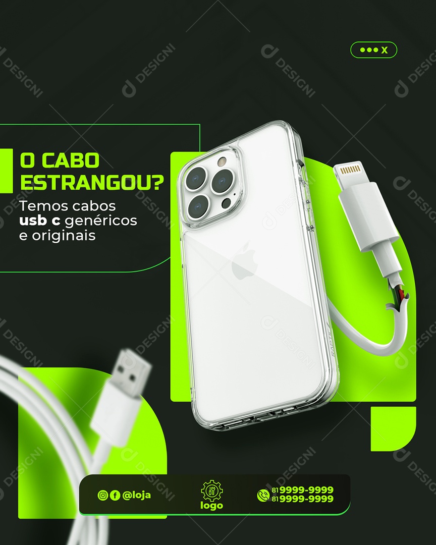 Social Media Technical Assistance the Cable Broke We have the Cellular Solution PSD Editable