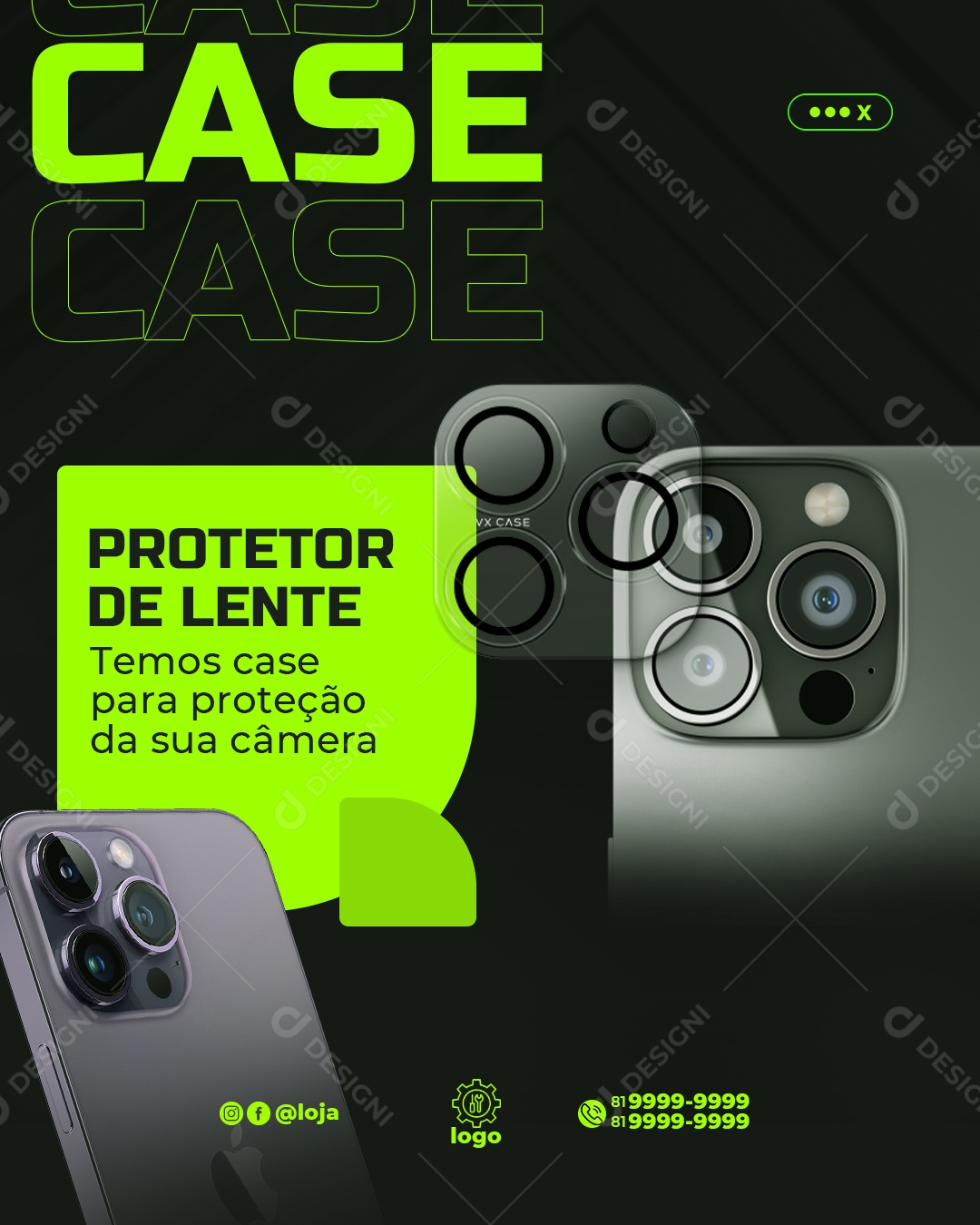 Assistência Técnica Case Protetor de Lente Para Câmera Venha Conferir Social Media PSD Editável